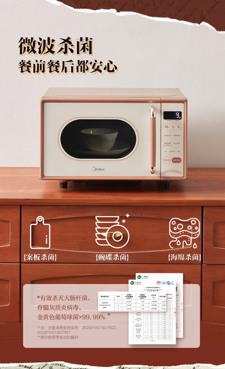 Petit Four à Micro-ondes Rétro Inverter, Appareil Multifonction 3-en-1 Cuisson Vapeur pour Cuisine Domestique