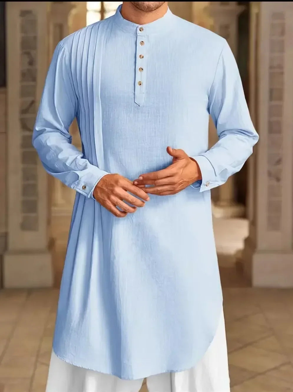 Chemise musulmane ample en coton pour homme du Moyen-Orient, arabe, malaisien, nouveauté 2025