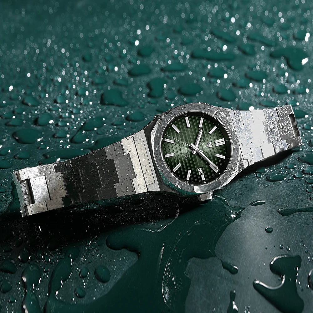 CADISEN Taucheruhr Retro Luxus Saphirglas MIYOTA 8215 Deutscher Designer Herren Automatikuhr Mechanisch 10Bar Wasserdicht Leuchtend