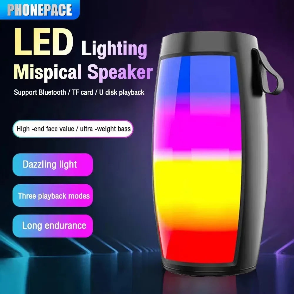 PHONEPACE Bluetooth-Lautsprecher Leistungsstarke tragbare Soundbox Subwoofer Auto-Audio Bass MP3-Player Soundsystem LED-Lichter