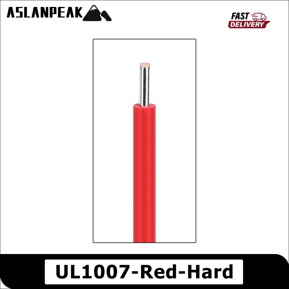 UL1007 26-14AWG 1-30m Red PVC Hard Copper wire Single core copper cable Power extension cable Solid core electronic wire For car