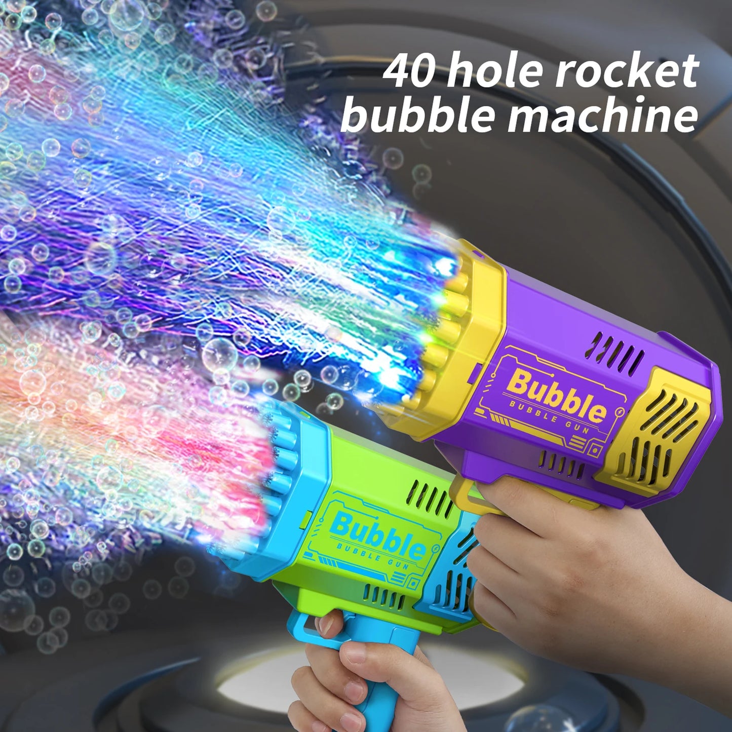 40-Loch-Blasenmaschine, vollautomatische Blasenpustmaschine mit Licht, Outdoor-Blasenmaschine ohne Batterie, ohne Blasenwasser