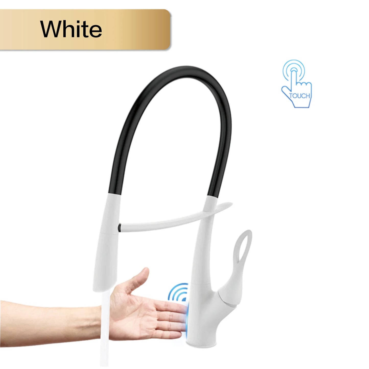 Luxury gun gray brass kitchen faucet with intelligent touch design Single handle hot and cold water magnetic suction sink faucet