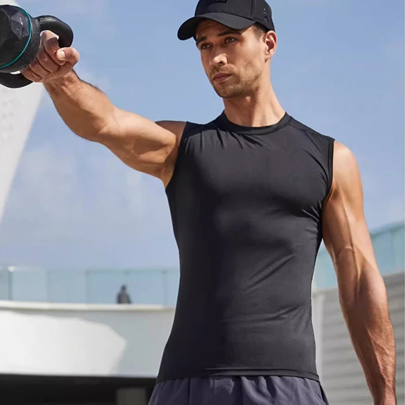 Débardeur de Compression Homme Chemise de Sport Sans Manches Séchage Rapide Musculation Fitness Gilet Entraînement Haut Musculaire