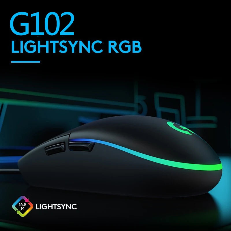 Souris de jeu Logitech (G) G102 Souris RVB Conception légère 200-8000DPI Souris ergonomique de deuxième génération Souris d'ordinateur
