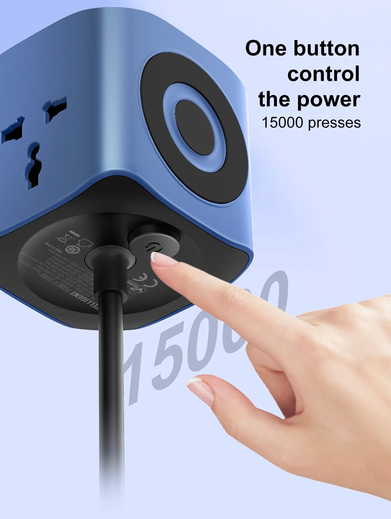 Multiprise cube LDNIO 3 prises universelles avec 3 ports USB 65W, protection contre les surtensions 2500W, cordon d'extension de 2m (fiche UK/EU/US) et interrupteur