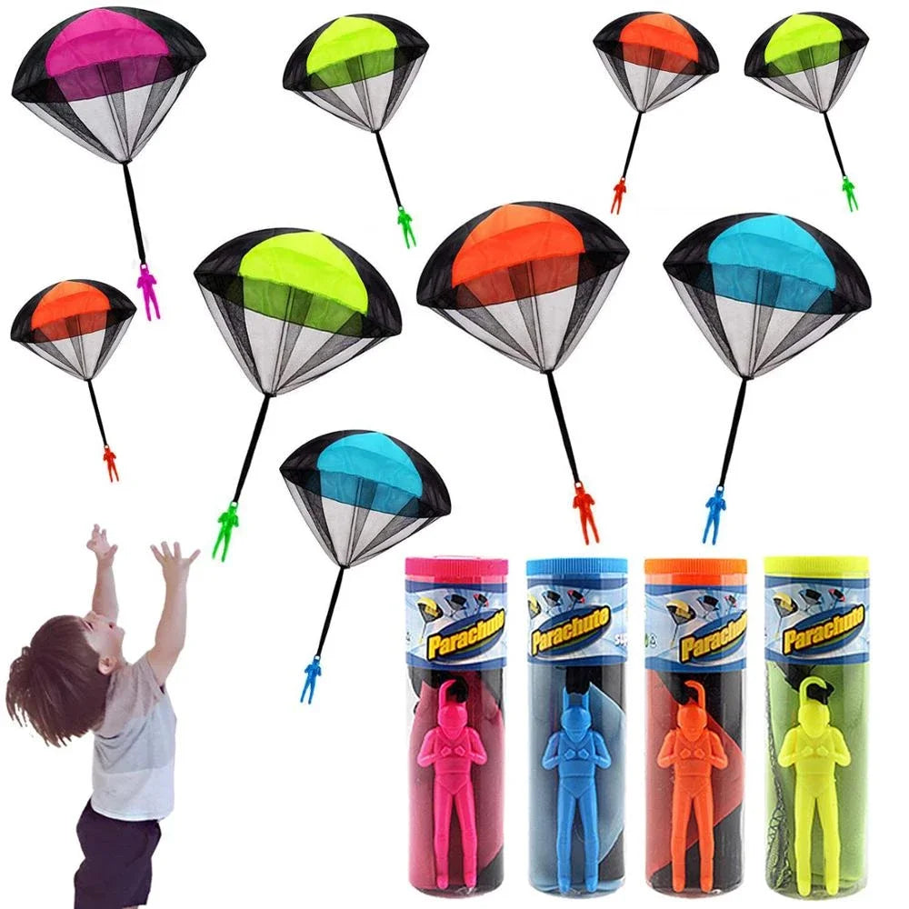 Parachute à Lancer à la Main 4 Pièces, Mini Parachute pour Enfants, Jouet de Plage Extérieur, Jouets Éducatifs de Divertissement Parent-Enfant