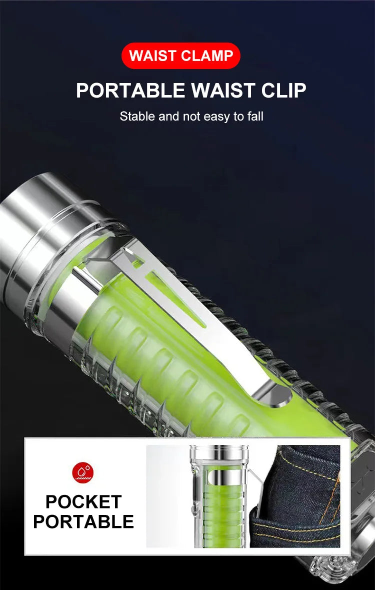 Mini-Schlüsselbund-Taschenlampe Typ C Schnelles Laden Multifunktional Ausziehbar Wasserdicht Fluoreszierend Magnetisch Warnleuchte Campinglampe