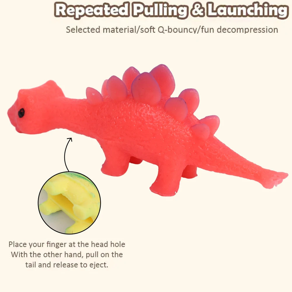 Lot de 10 Lance-Dinosaures Créatifs à Catapulte, Jouets Muraux Adhésifs pour Adultes et Enfants, Jouet Anti-Stress Lance-Dinosaures
