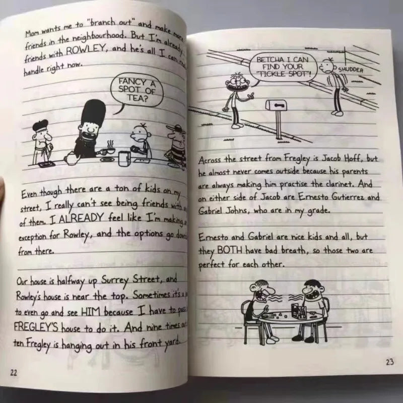 8 Livres/lot 1-8/9-16 Le journal d'un dégonflé en anglais, roman comique, histoire, livre pour enfants, littérature, cadeau