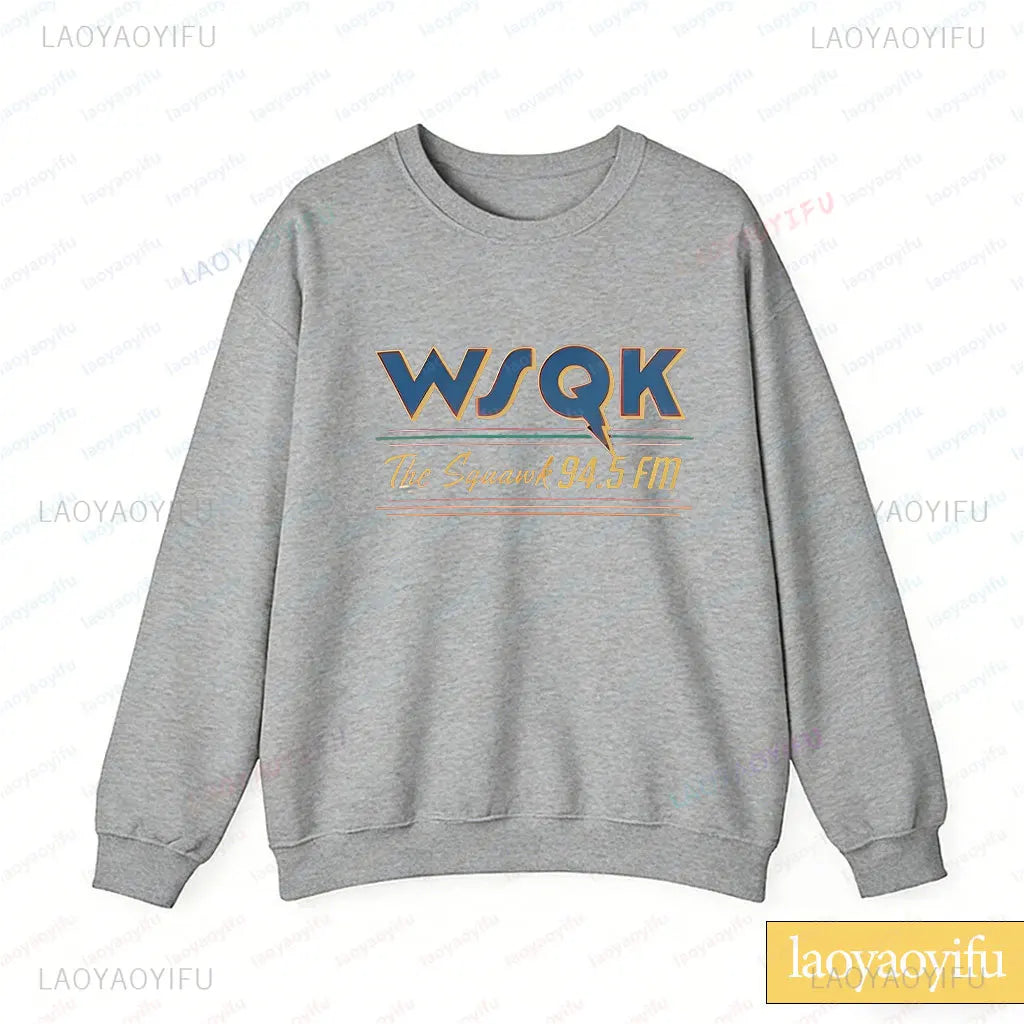 WSQK The Squawk 94.5 FM Radio Sweatshirt Wsqk Unisex Sweatshirts Vintage Sci-Fi Crewneck 80er Nostalgie Sweater Retro Shirt Geschenk