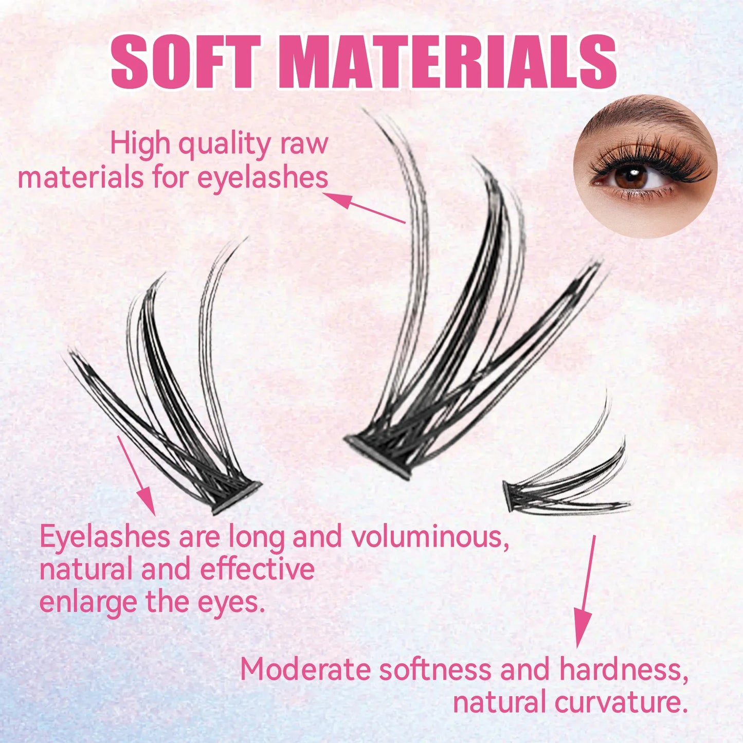 Kit d'Extension de Cils DIY, 200 Grappes de Cils, Colle et Scellant pour Cils, Outils de Maquillage pour Coller les Cils et Accessoires de Colle à Cils