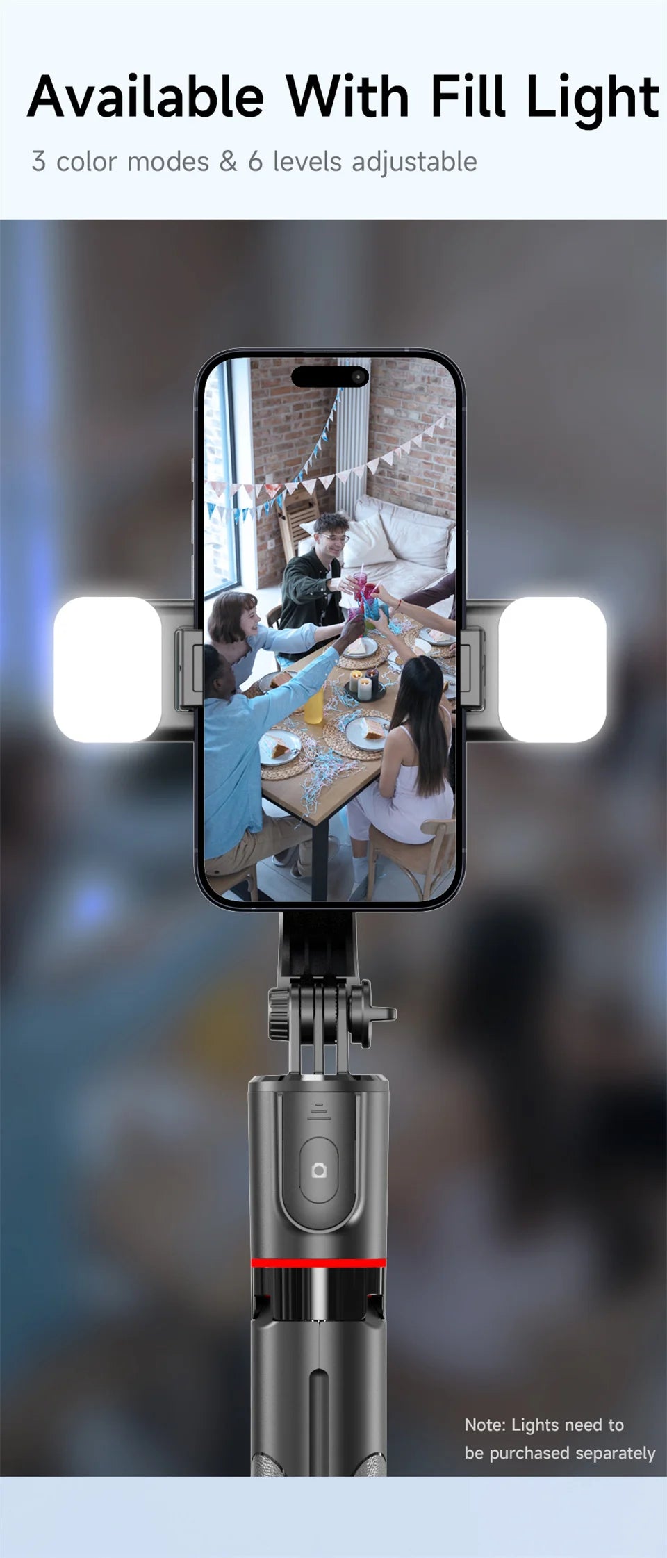 Gimbal Stabilisateur Perche à Selfie Trépied Gimbal Rotation 360 Mode de Prise de Vue Suivi avec Lumière Pour iPhone Xiaomi Téléphone Android