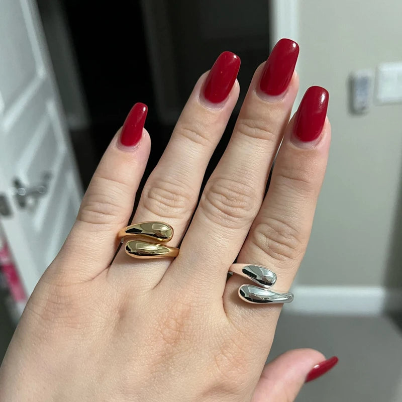 Edelstahlringe für Damen 2024 Trend Offener Goldfarbener Doppelperlenring Hochzeit Ästhetischer Schmuck Paar Geschenk anillos