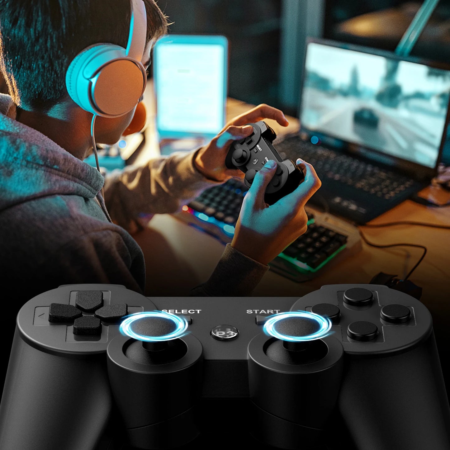 Controller für Playstation 3/PS3/PC/Android Konsolen Drahtloses BT Gamepad 6-Achsen-Gyro Dual-Motor-Vibrationsschock Gaming-Joystick