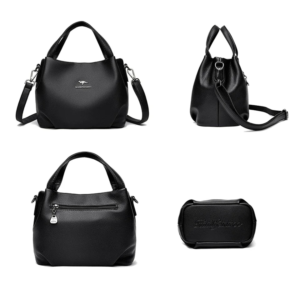 Damen Handtaschen aus weichem Leder Luxus Designer Handtasche Einfarbig Damen Schulter Umhängetasche und Geldbörse Pendler-Tasche