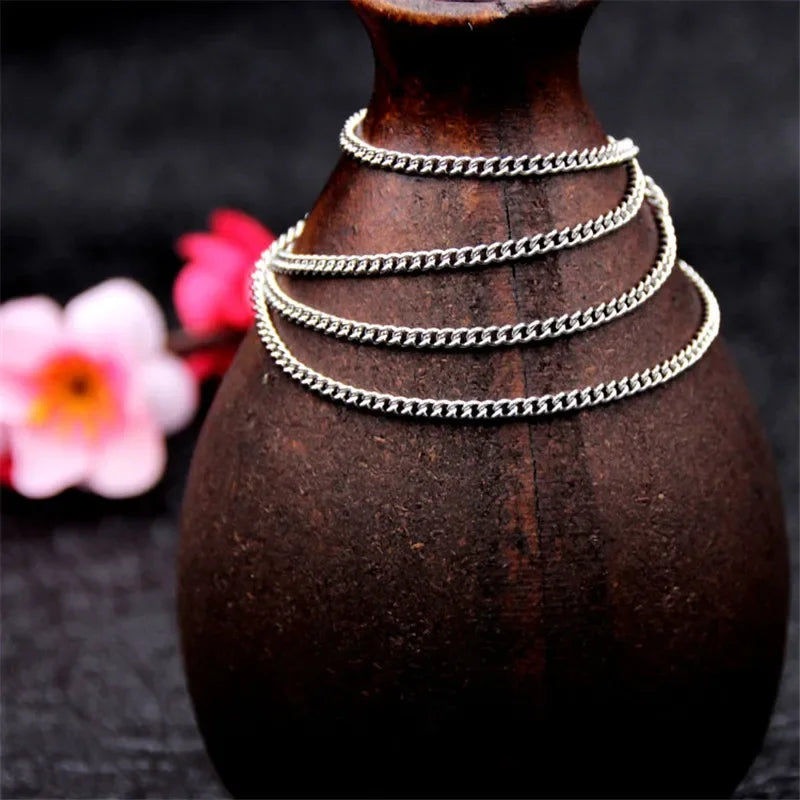 Großhandel 925er Sterlingsilber 2MM 16-30 Zoll Gliederketten-Halskette, passend für Anhänger, modisches Geschenk für Männer und Frauen, Schmuck-Accessoires
