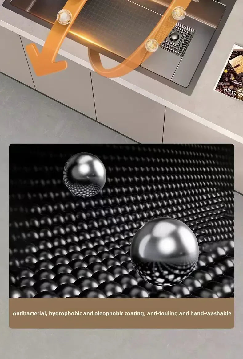 Stainless Steel Thickened SUS304 Sink,Household Kitchen Sink, Dishwashing Nano Process Countertop Sink Sink Kitchen