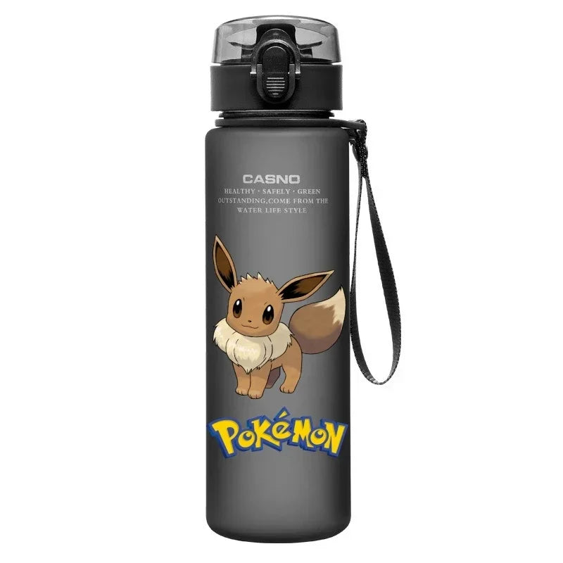 560ML Pokémon Wasserbecher Pikachu Mewtu Gengar Tragbare Plastik-Cartoon-Outdoor-Sport-Großraum-Reise-Wander-Wasserflasche