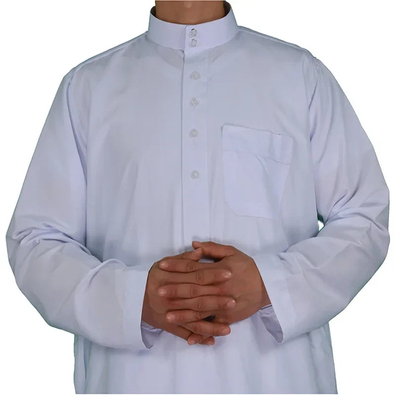 Neu 2025 Naher Osten Muslim Männer Kleid Langarm Jubba Thobe Ramadan Eid Dishdasha Robe Muslimisch Islamische Kaftane Arabische Kleidung