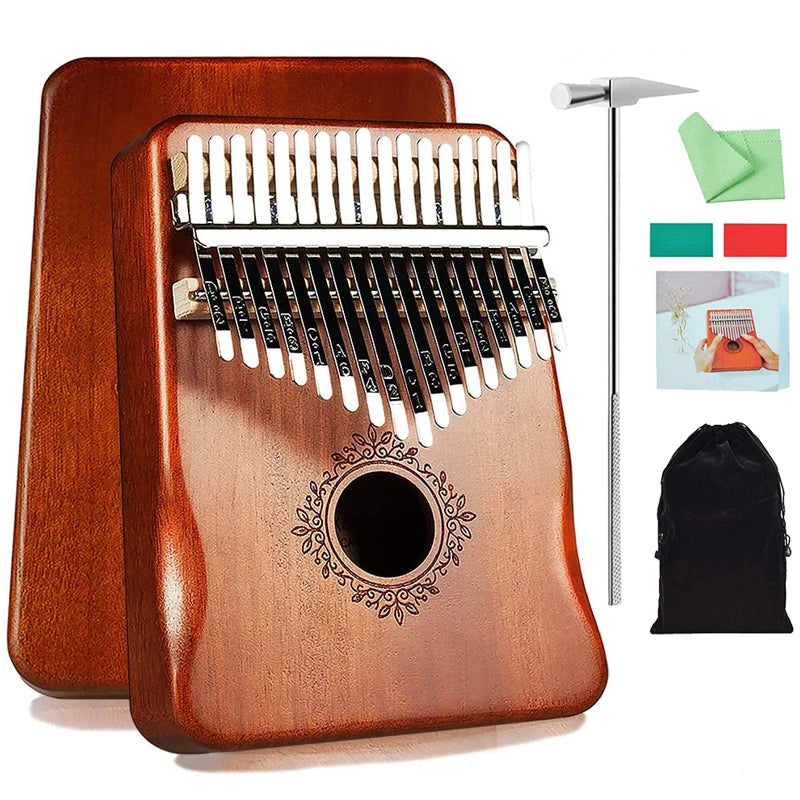 Kalimba Musikinstrument Daumenklavier 17 Tasten Mahagoni Holz Fingerklavier Kombinationsgeschenke für Kinder Tragbares Mbira Fingerklavier