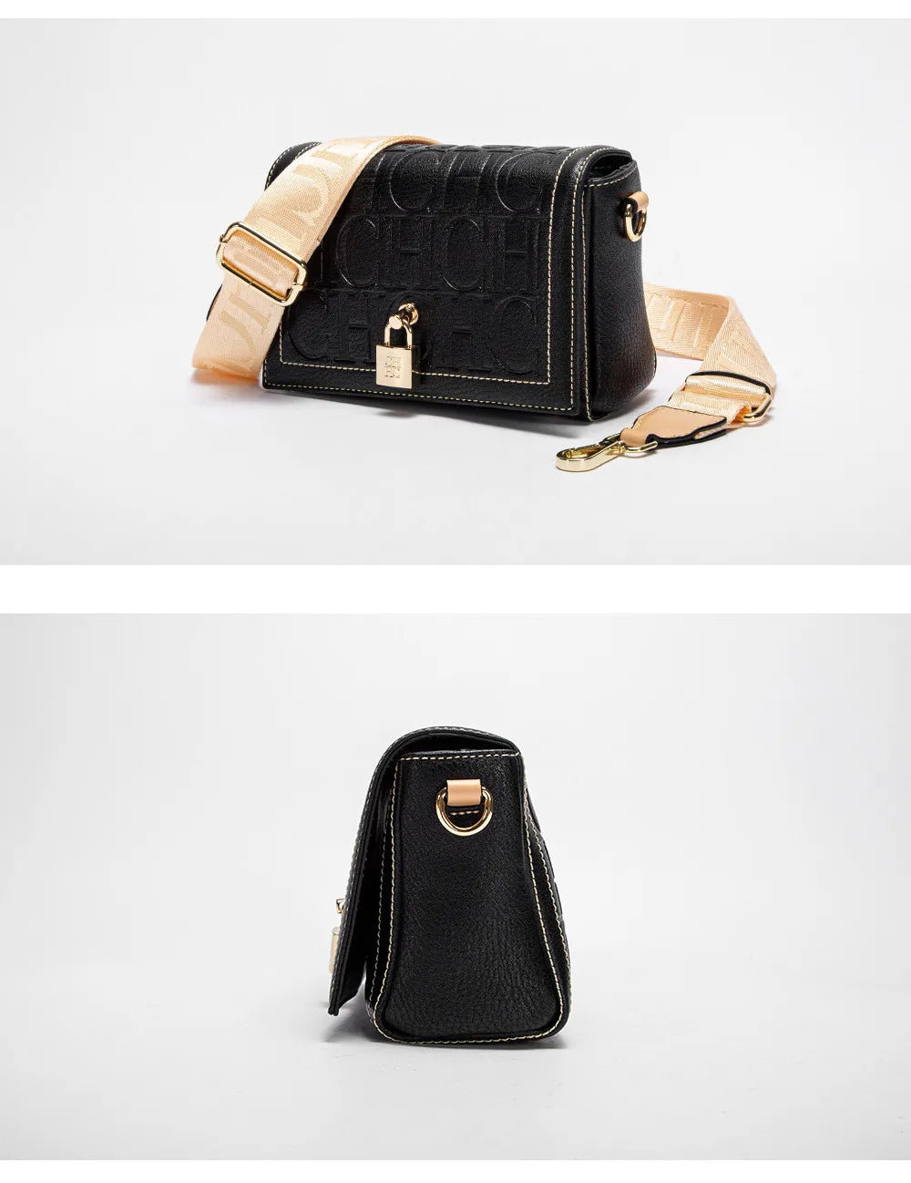 CH Womens Shoulder Bag Luxury Brand 2025 Fashion Solid Color Printed Handbag Fashion Design Model Metal Accessories Buckle