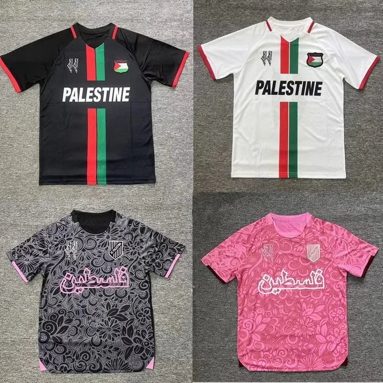 Maillot de Football Américain Drapeau Palestine Tendance Estivale Col Rond Imprimé 3D Emblème National T-shirt Sport Décontracté Unisexe Ample