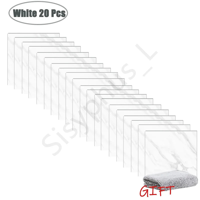 Simulated Thick Marble Tile Wall Sticker PVC Waterproof Self-adhesive Living Room Toilet Kitchen Home Floor Sticker
