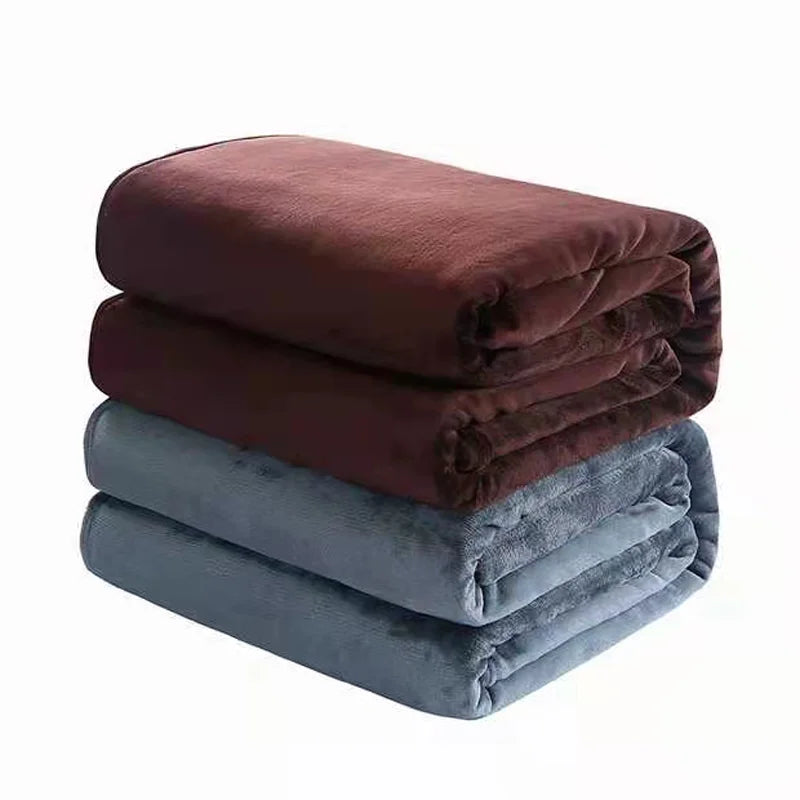 Couvertures en flanelle polaire corail 230 g/m² pour lits, couleur unie bleue rose, douce, chaude et fine, couvre-lit, housse de canapé, couverture plaid en fausse fourrure.