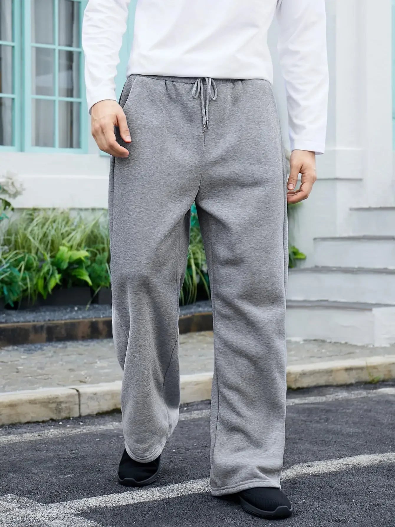 Pantalon de survêtement large Y2K Harajuku pour femmes, streetwear, ample, surdimensionné, gris, de sport, taille haute, avec cordon de serrage, décontracté