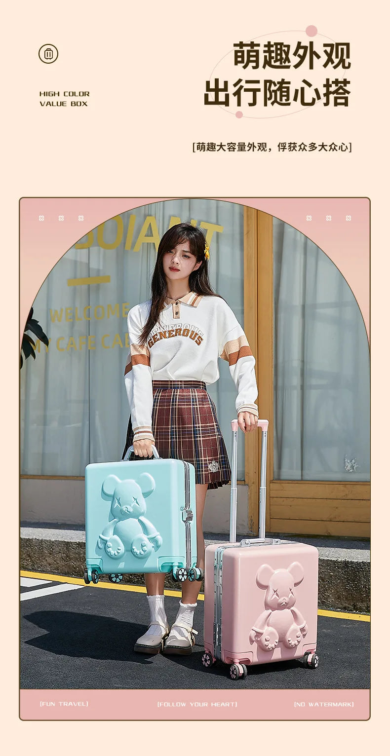 Nouvelle valise trolley universelle à roulettes 18 pouces 2024, sac de maquillage cabine pour hommes et femmes