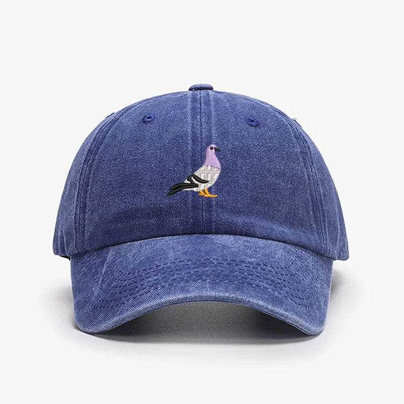 Casquettes de baseball vintage brodées motif Pigeon Printemps Hommes Femmes Chapeau de soleil délavé Pare-soleil Sport Pêche Chapeau de papa