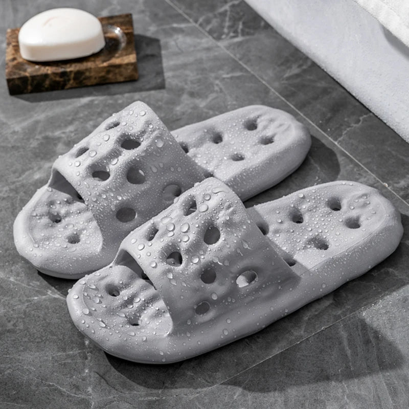 Men's Non-Slip Slide Sandals for Home, Breathable Quick-Dry House Slippers with Open Drainage for Indoor Shower Summer Wear