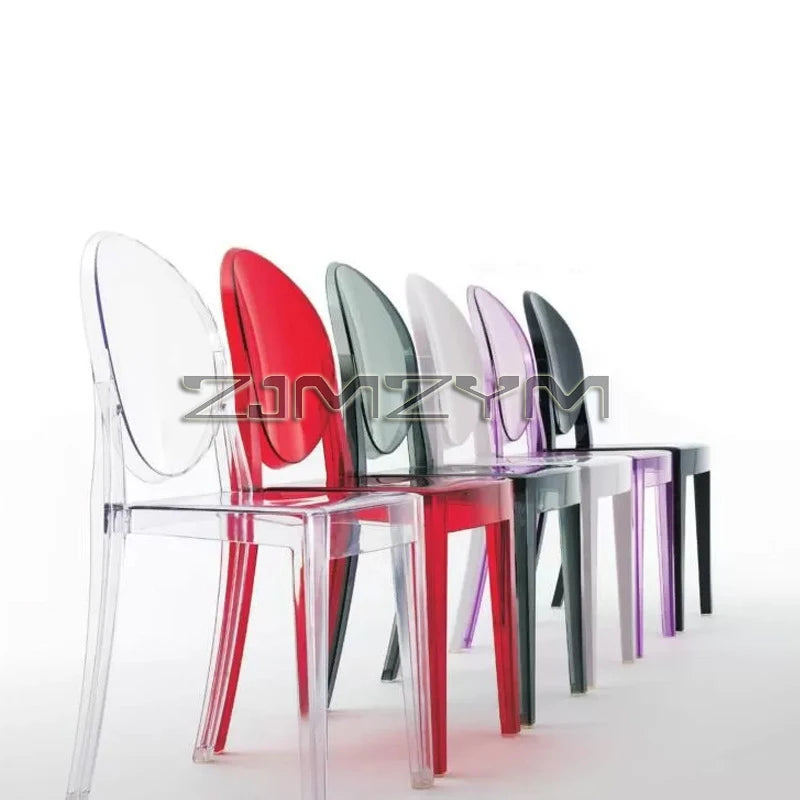 Freizeitstuhl Transparenter Esszimmer-Acrylstuhl Mehrfarbiger Kunststoff Kosmetikmöbel Rückenlehnstuhl