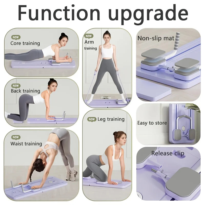 Planche d'exercice abdominale, planche de fitness, tonificateur de jambes et de bras, ensemble de Pilates multifonctionnel, équipement de fitness pour la maison