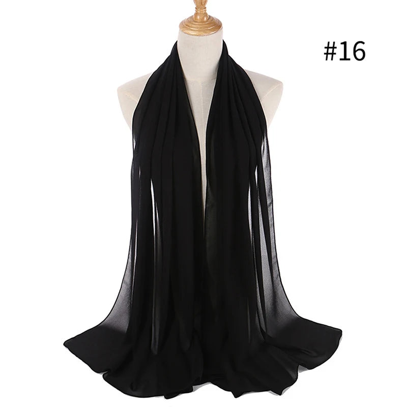 Hijab musulman en mousseline pour femmes, écharpe en mousseline bulle, voile pour femmes, musulmanes, islamiques, de couleur unie, malaisiennes, écharpes foulard musulman