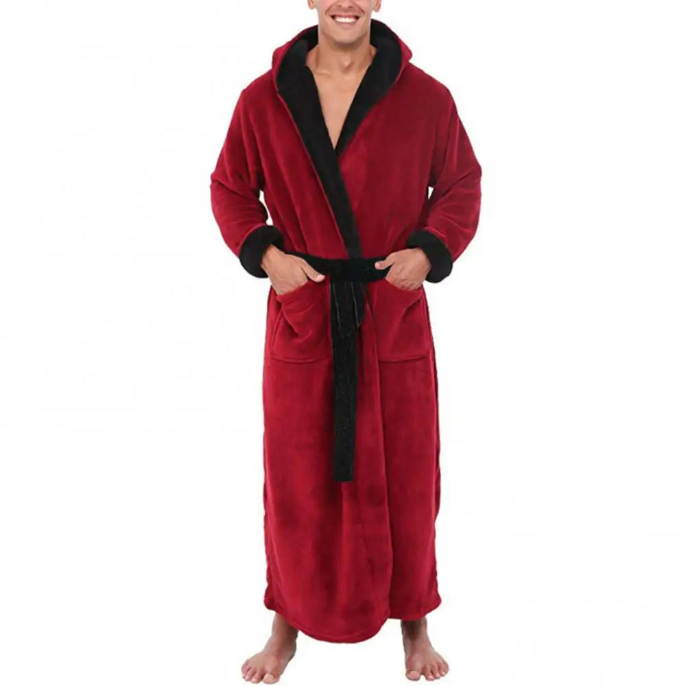 Herren Bademantel Nachtwäsche Korallenfleece Herbst Erwachsenen Bademantel V-Ausschnitt Robe Schlafanzug Herren Und Damen Langarm Nachthemd Männlicher Bademantel