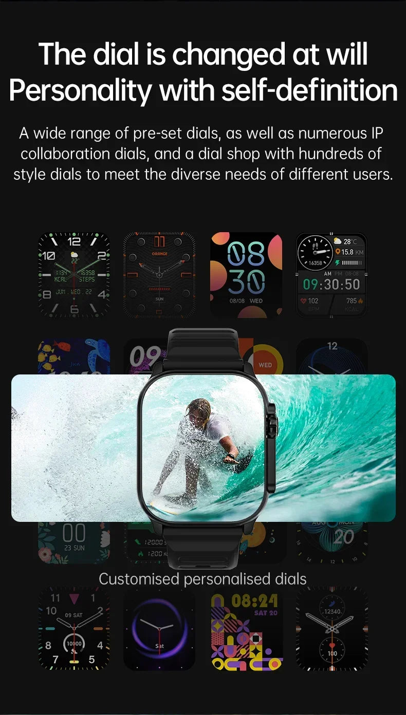 T900 Ultra 2 Watch Smartwatch Ultra Gen 2 IWO Watch NFC Bluetooth-Anruf Herzfrequenz Wasserdicht 2,2 Zoll Kabellose Fitnessuhr