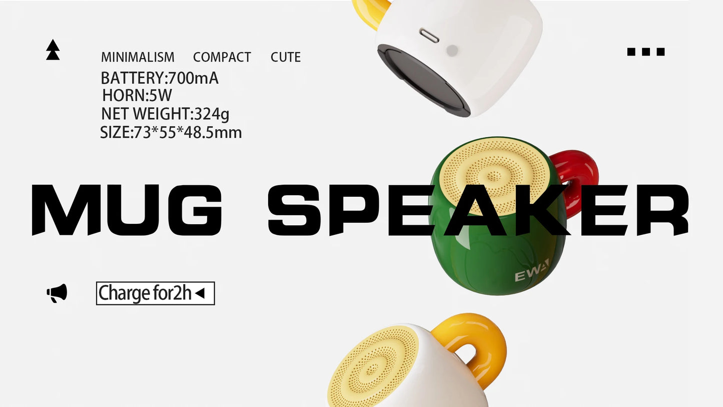 EWA Mini Kabelloser Bluetooth 5.4 Lautsprecher Bass Sound,Täglich Wasserdichter Lautsprecher,Tragbarer Metall Lautsprecher MP3 Player 700mAh HiFi Sound