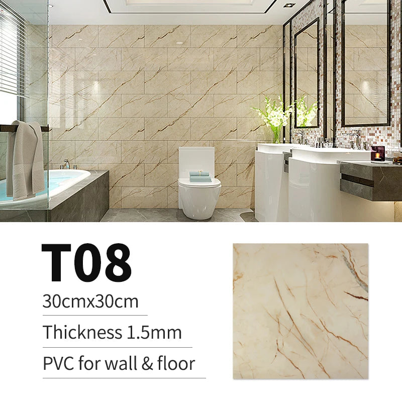 20 Stück PVC-Imitat Marmor-Bodenaufkleber Selbstklebende Wandaufkleber Wasserdichte Badezimmerdekorations-Abziehbilder 30*30cm