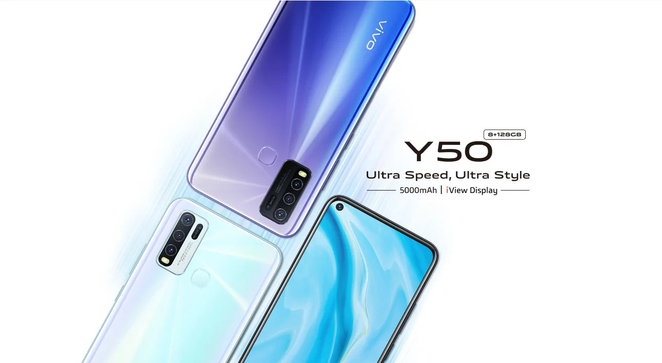 Global Firmware VIVO Y50 Smartphone Snapdragon 665 Octa Core 6.53" 5000mAh 8Go 128Go Appareils Photo 16.0MP Y 50 Téléphone d'occasion