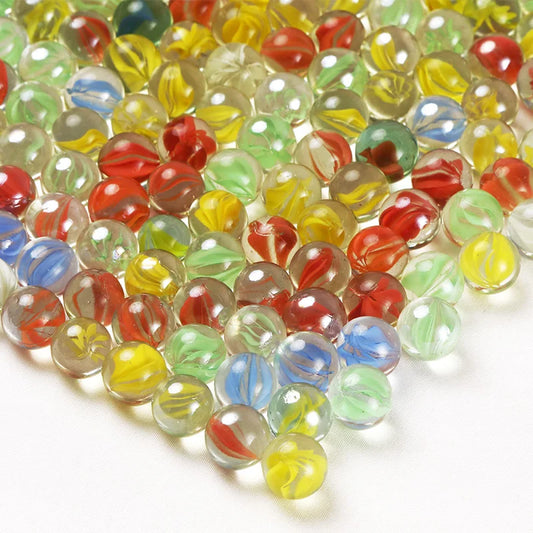 50pcs 14MM Cat Eye Petal Glass Marble Catapult Marble Colored Pattern Glass Beads Transparent Marble Ball Children's Toy
