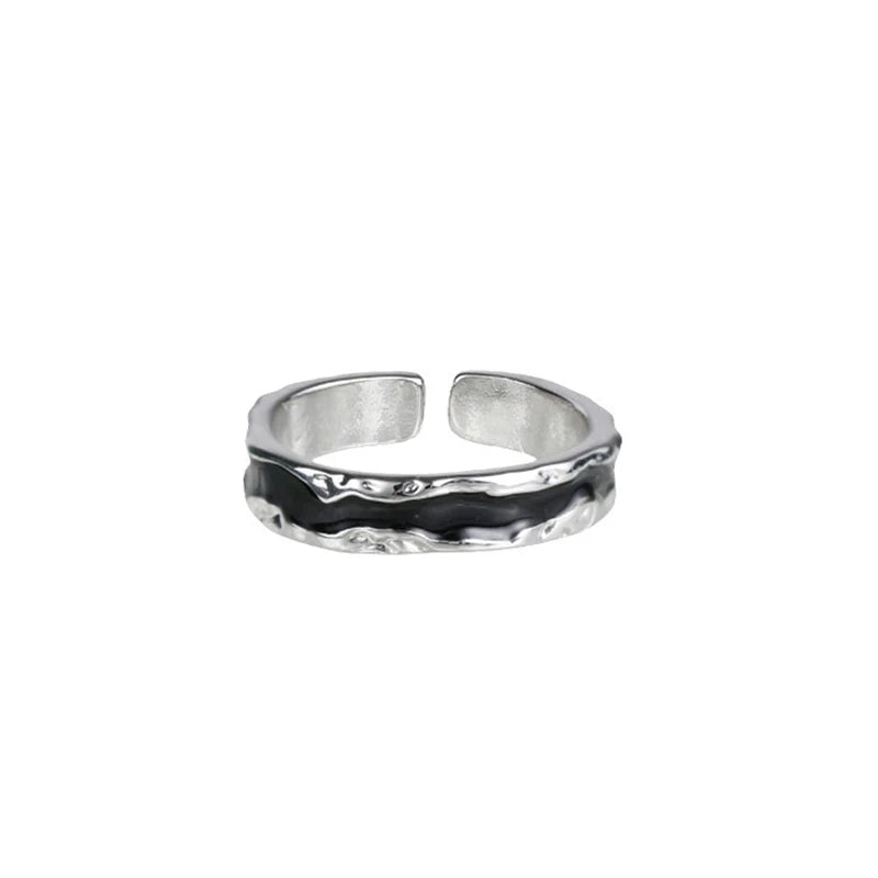 Bague ouverte Goth Punk Fashion Oil Drip pour femmes et hommes, anneau de doigt réglable irrégulier, bijoux de mariage tendance