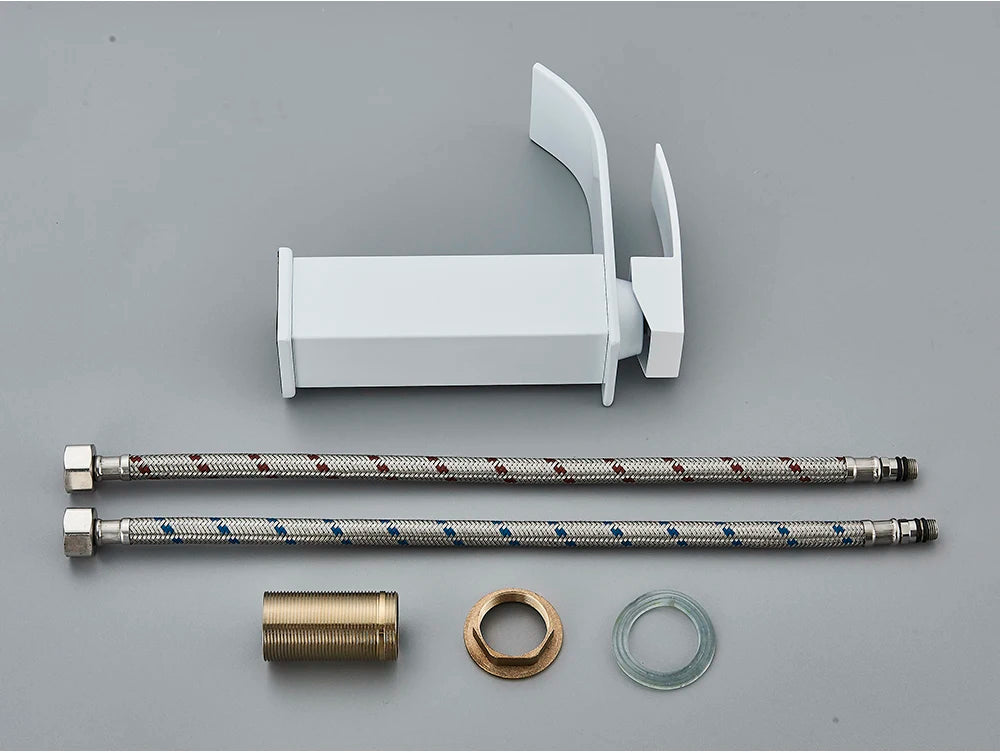 Robinet de Lavabo Doré Brossé, Élégant Robinet Cascade pour Salle de Bain, Mitigeur Monocommande en Laiton à Fixation sur Plan