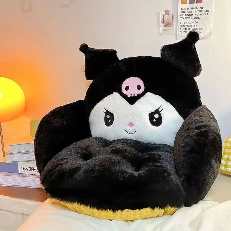 Kawaii Cinnamoroll Big Size Süßes Plüsch Halb Umgeben Schwarzes Kuromi Kissen Rückenlehne Schlafsaal Büro Rutschfestes Stuhlkissen