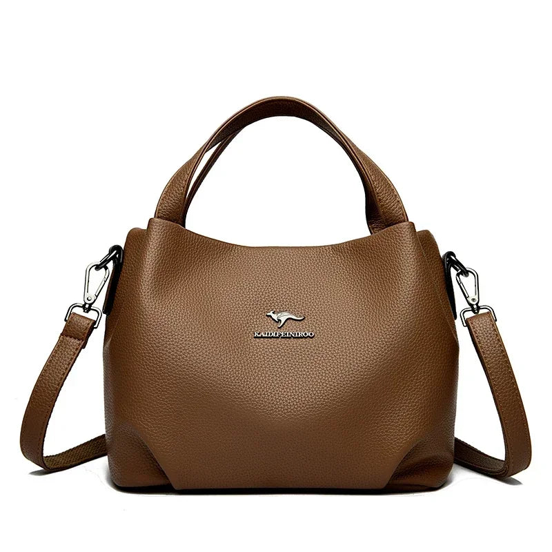 Damen Handtaschen aus weichem Leder Luxus Designer Handtasche Einfarbig Damen Schulter Umhängetasche und Geldbörse Pendler-Tasche