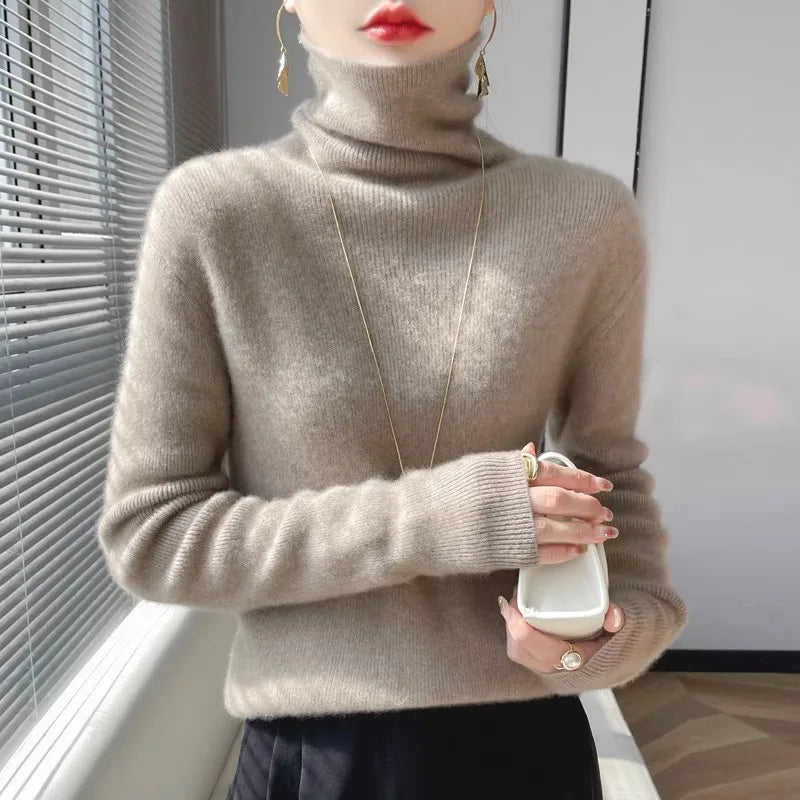 Women Sweater Turtleneck Slim Pullovers Autumn Winter Warm Bottoming Shirts Jumpers Basic High Strecth Korean Knitwear 2026