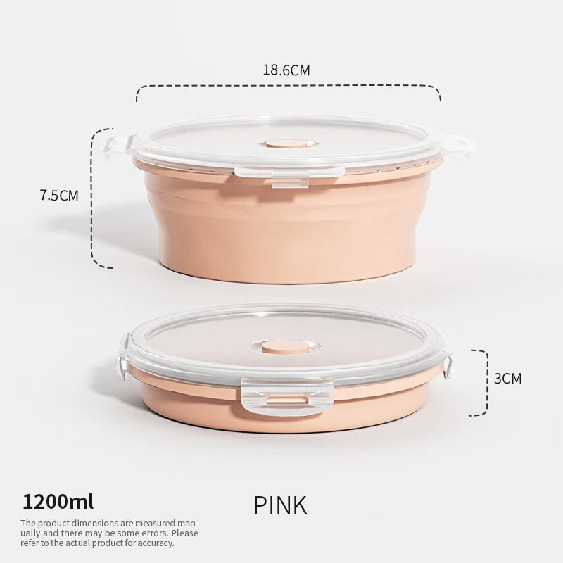 Boîtes de Conservation Alimentaire Pliables Boîte à Repas en Silicone avec Couvercle Bols Alimentaires Boîte à Repas Empilable pour Cuisine et Congélateur