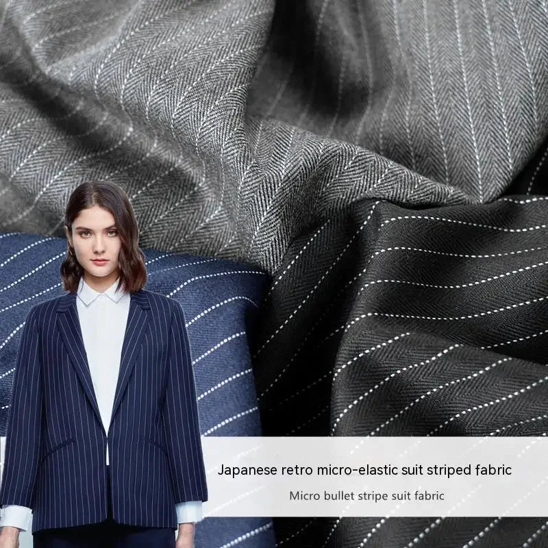 Micro-elastischer Anti-Falten-Anzug, gestreifter Stoff, Frühling, Herbst, Hose, Weste, Rock, Mode zum Nähen, Design, Großhandel, Stoff