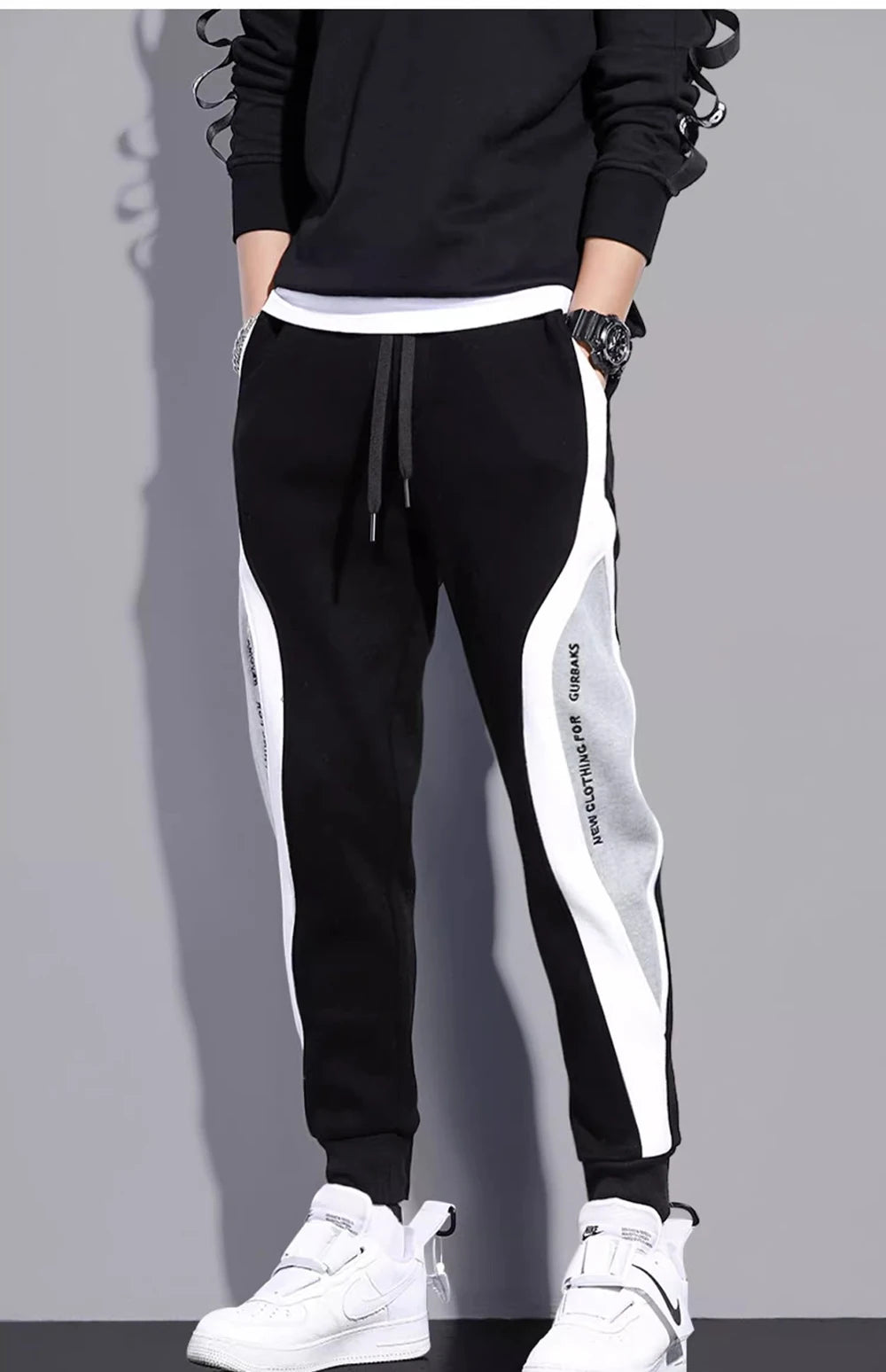 Herbst Frühling Herren Sporthose Herren Loose Leggings Patchwork Laufhose Trainingshose Freizeithose Fashion Outfit Hose